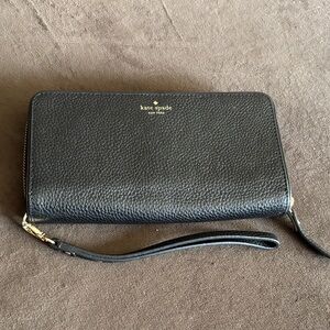 Kate Spade Black Pebbled Leather Wristlet